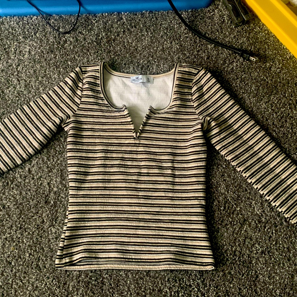 Hollister Fitted Striped Long Sleeve Top